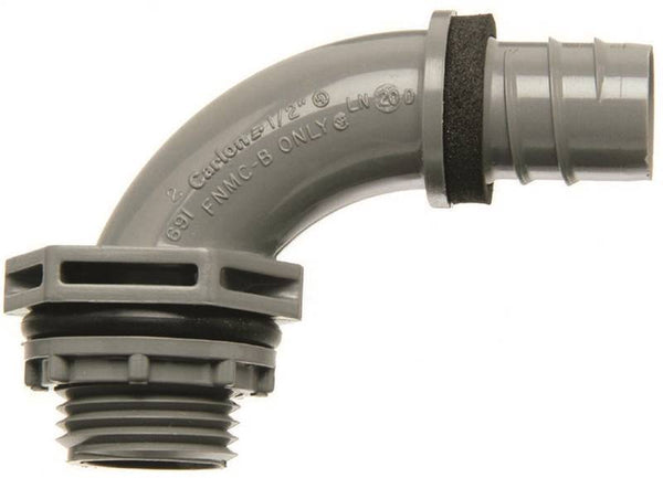 Carlon LN20EA-CTN Liquidtight Conduit Elbow, 90 deg Angle Threaded, PVC, Gray