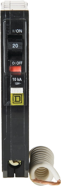 Square D QO QO120CAFIC Circuit Breaker, AFCI, 20 A, 1 -Pole, 120/240 V, Fixed Trip, Plug Mounting