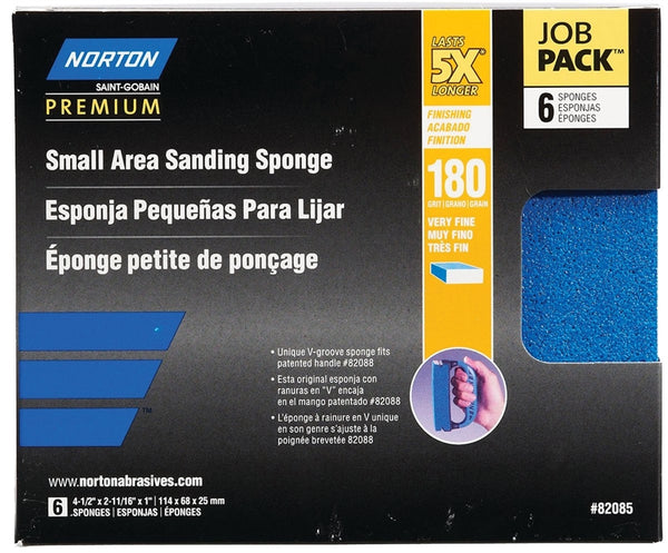 NORTON ProSand 82085 Sanding Sponge, 4-1/2 in L, 2-11/16 in W, 180 Grit, Fine, Aluminum Oxide Abrasive