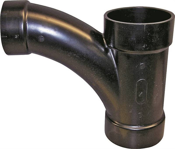 CANPLAS 104326BC Reducing Combination Tee Pipe Wye, 3 x 3 x 1-1/2 in, Hub, ABS, Black