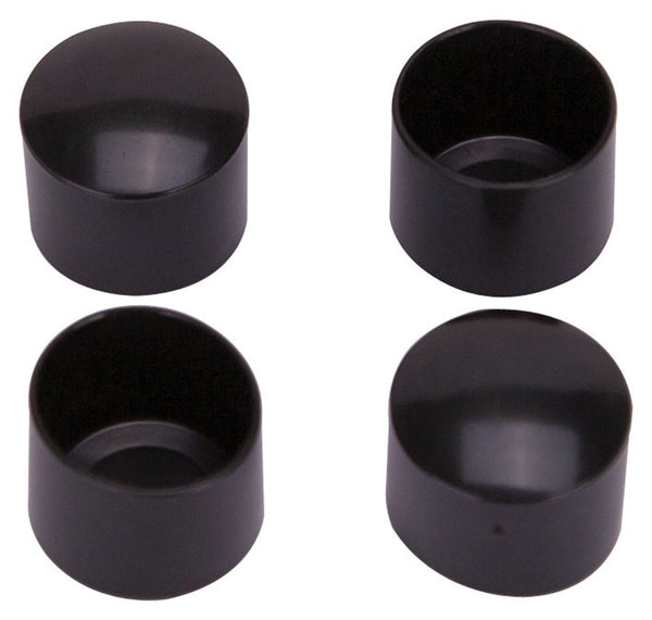 ProSource FE-50605-PS Furniture Leg Tip, Round, Plastic, Black, 1 in Dia, 1 in H