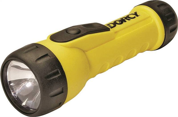 Dorcy 41-2350 Flashlight, D Battery, LED Lamp, 20 Lumens, 37 m Beam Distance, 123 hr Run Time, Yellow