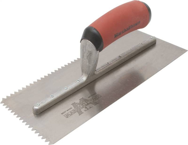 Marshalltown 780SD Trowel, 11 in L, 4-1/2 in W, V Notch, Curved Handle
