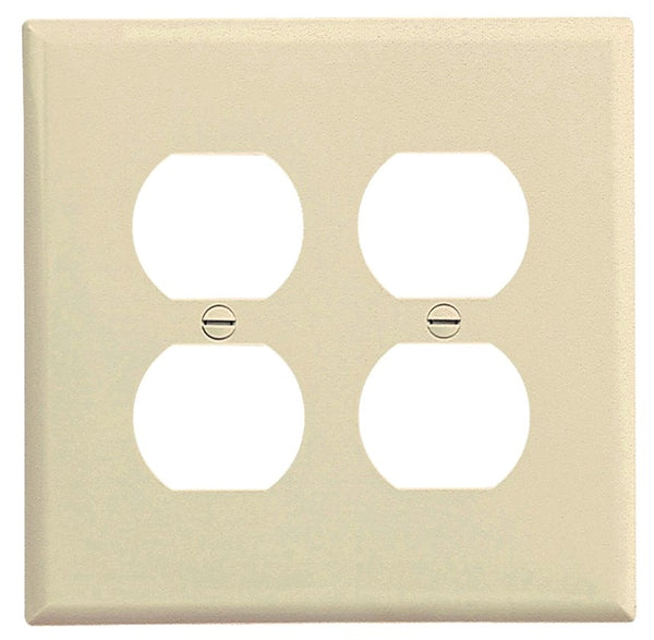 Eaton Wiring Devices PJ82LA Receptacle Wallplate, 4.88 in L, 3.13 in W, Mid, 2 -Gang, Polycarbonate, Light Almond