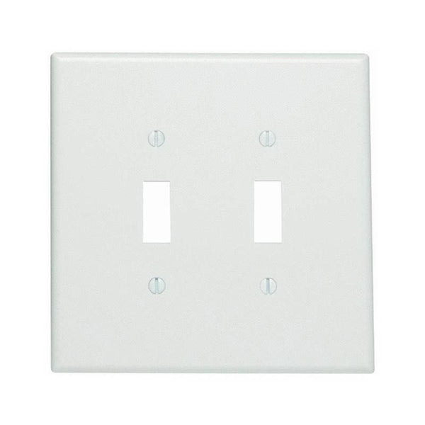 Leviton 88109 Wallplate, 5-1/4 in L, 5.31 in W, 2 -Gang, Thermoset Plastic, White, Smooth
