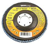 Forney 71986 Flap Disc, 4-1/2 in Dia, 7/8 in Arbor, 60 Grit, Medium, Zirconia Aluminum Abrasive