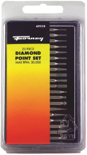 Forney 60238 Point Set, 1/8 in Dia Shank, Diamond