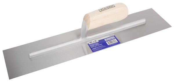 Vulcan 16218 Cement Trowel, 18 in L Blade, 4 in W Blade, Right Angle End, Ergonomic Handle, Wood Handle