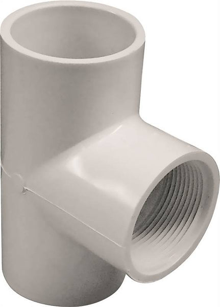 LASCO 402010BC Pipe Tee, 1 in, Slip x FPT, PVC, White, SCH 40 Schedule, 450 psi Pressure