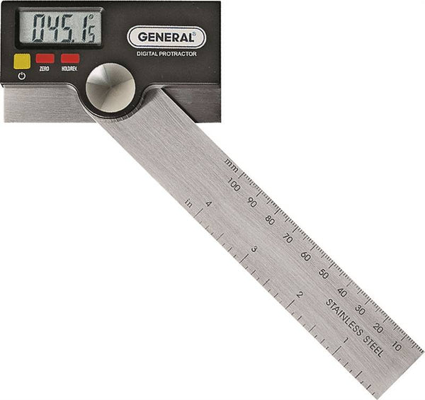 GENERAL 1702 Digital Protractor with Thumb Nut, 0 to 180 deg, Stainless Steel