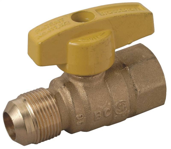 BrassCraft PSSC-60 Gas Ball Valve, 5/8 x 3/4 in Connection, Flared x FIP, 5 psi Pressure, Brass Body