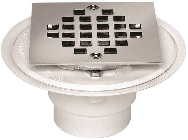 Oatey 42264 Shower Drain Tile Base, PVC, Polished Stainless Steel, For: 2 in, 3 in Pipes