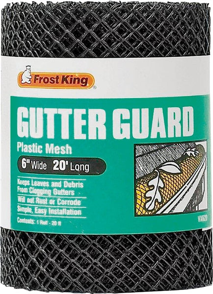 Frost King VX620 Gutter Guard, 20 ft L, 6 in W, Vinyl, Black
