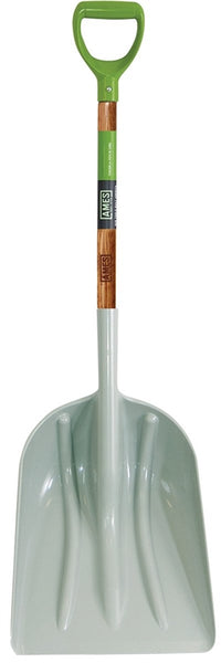 AMES 2682700 Scoop Shovel, 14 in W Blade, 18 in L Blade, ABS Blade, Northern Hardwood Handle, D-Shaped Handle