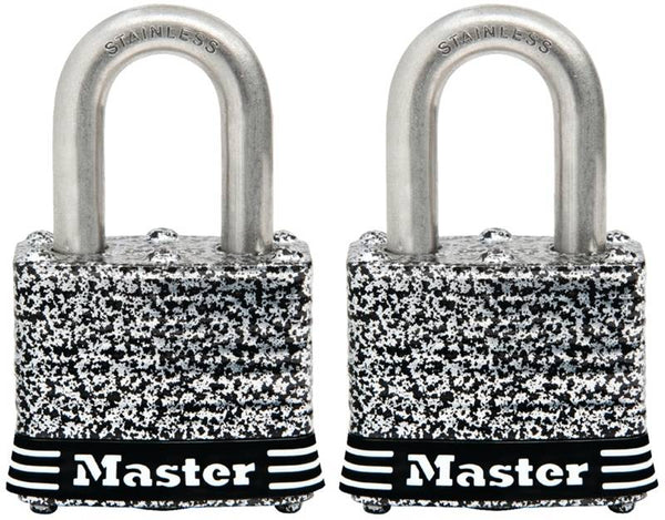 Master Lock 3SSTHC Padlock, Keyed Alike Key, 9/32 in Dia Shackle, 3/4 in H Shackle, Stainless Steel Shackle, Steel Body