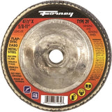 Forney 71933 Flap Disc, 4-1/2 in Dia, 5/8-11 Arbor, 120 Grit, Fine, Zirconia Aluminum Abrasive, Fiberglass Backing