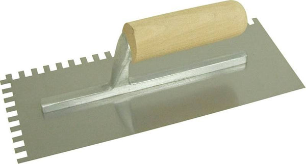 QLT 973 Trowel, 11 in L, 4-1/2 in W, Square Notch, Straight Handle