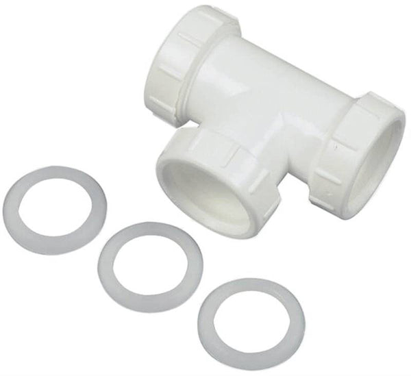 Danco 94038 Pipe Tee, 1-1/2 in, Slip-Joint, Plastic, White