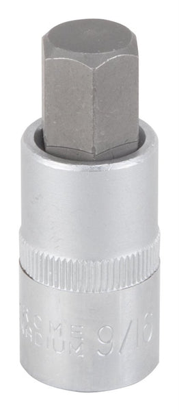 Vulcan Fractional Hex Bit Socket, Chrome, 9/16 in, 1/2 in Drive, 2-1/2 in OAL