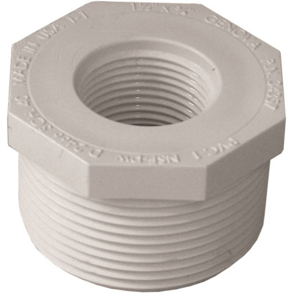 LASCO 439210BC Reducer Bushing, 1-1/2 x 3/4 in, MPT x FPT, PVC, SCH 40 Schedule