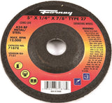 Forney 71878 Grinding Wheel, 5 in Dia, 1/4 in Thick, 7/8 in Arbor, 24 Grit, Coarse, Aluminum Oxide Abrasive