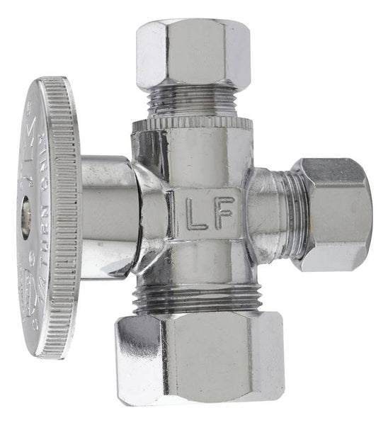Plumb Pak PP20115LF Stop Valve, 5/8 x 3/8 x 3/8 in Connection, Compression, 400 psi Pressure, Brass Body