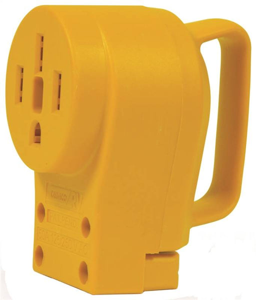 CAMCO 55353 Replacement Receptacle, 125/250 V, 50 A, Female Contact, Yellow