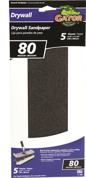 Gator 4486 Sandpaper, 11-1/4 in L, 4-1/4 in W, 80 Grit, Medium, Silicone Carbide Abrasive