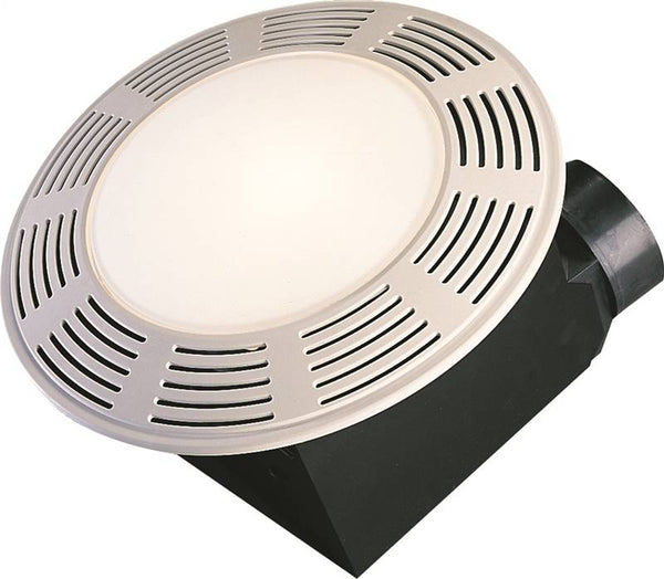 Air King AK863L Exhaust Fan, 0.8 A, 120 V, 100 cfm Air, 3.5 Sones, CFL, Incandescent Lamp, 4 in Duct, White