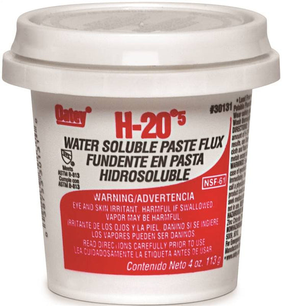 Oatey H-20 Series 30131 Water Soluble Flux, 4 oz, Paste, Light Yellow