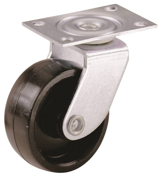 Shepherd Hardware 9558 Swivel Caster, 1-5/8 in Dia Wheel, Plastic Wheel, Black, 50 lb