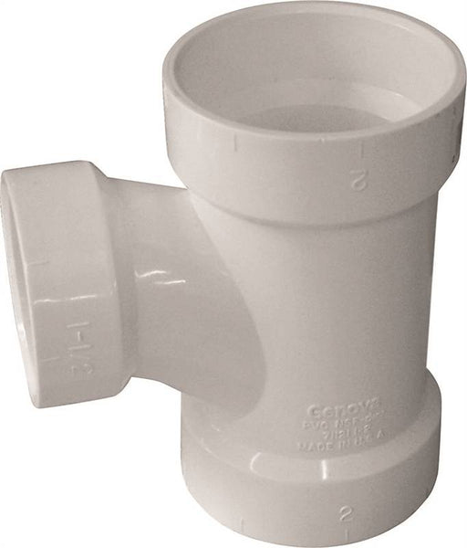 CANPLAS 192127L Sanitary Pipe Tee, 2 x 1-1/2 in, Hub, PVC, White