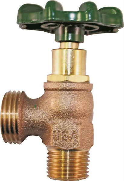 arrowhead 221LF Boiler Drain, 1/2 x 3/4 in Connection, MIP x Hose Thread, 125 psi Pressure, 8 to 9 gpm, Red Brass Body