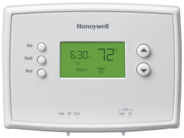 Honeywell RTH221 Series RTH221B1021 OG Programmable Thermostat, 24 V, 40 to 99 deg F Control, Digital Display, White