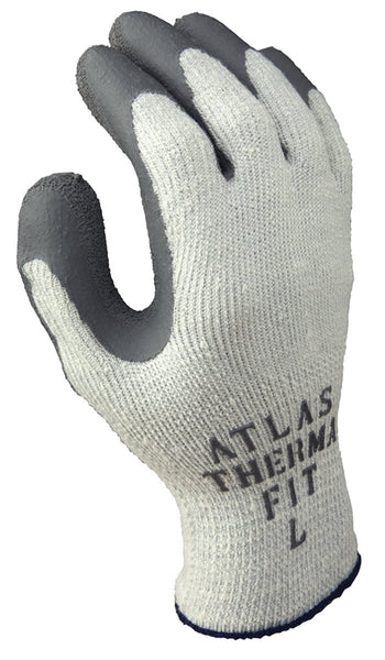 ATLAS ThermaFit 451L-09.RT Ergonomic Work Gloves, Unisex, L, 9 in L, Knit Wrist Cuff, Rubber, Dark Gray