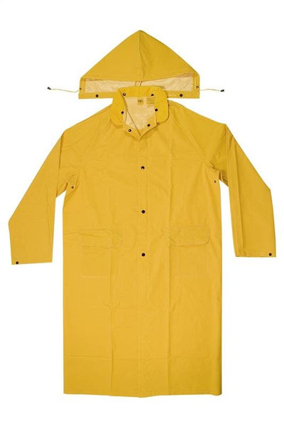 CLC CLIMATE GEAR Series R105L Protective Coat, L, PVC, Yellow, Detachable Collar, Snap Front Closure