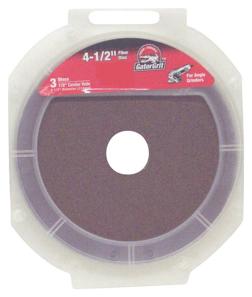 Gator 3072 Fiber Disc, 4-1/2 in Dia, 50 Grit, Coarse, Aluminum Oxide Abrasive, Fiber Backing