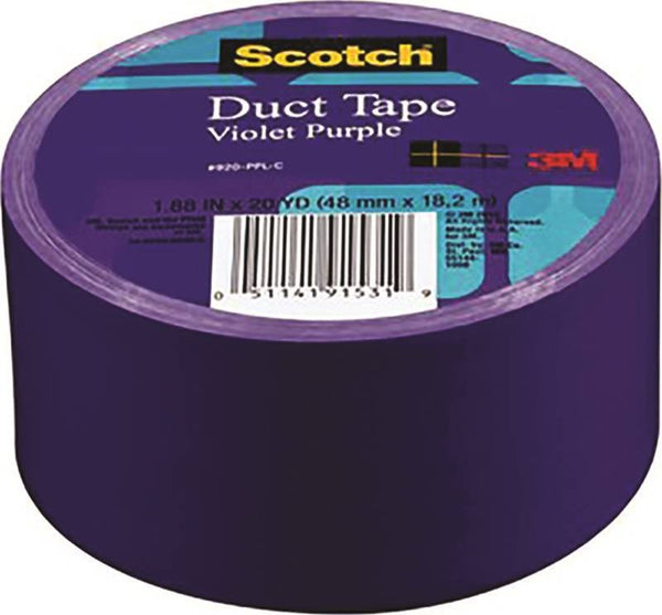 3M 920-PPL-C Duct Tape, 20 yd L, 1.88 in W, Cloth Backing, Violet Purple