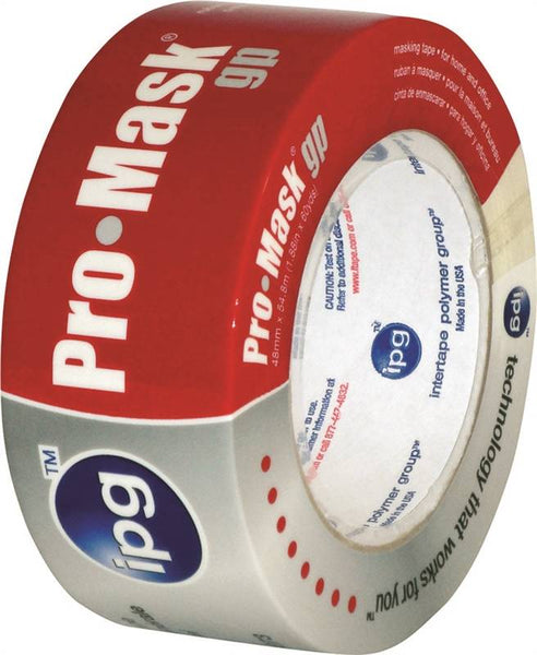 IPG 5104-3 Masking Tape, 60 yd L, 2.81 in W, Crepe Paper Backing, Beige