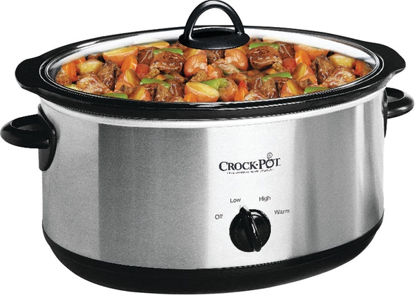Crock-Pot SCV700-SS Slow Cooker, 7 qt Capacity, 270 W, Manual Control, Stainless Steel, Silver