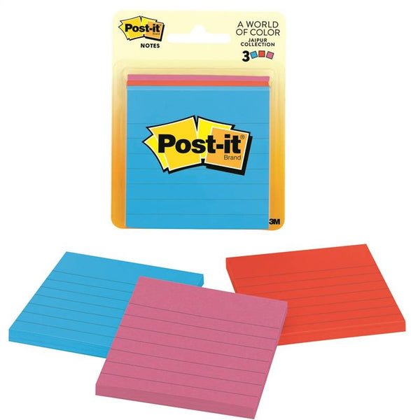 Post-it Ultra 6301 Lined Sticky Note, 3 x 3 in, Assorted, 50-Sheet