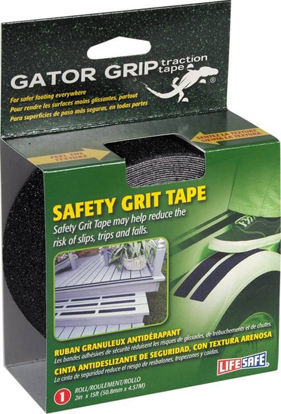 INCOM Gator Grip RE3951 Safety Grit Tape, 15 in L, 2 in W, PVC Backing, Black