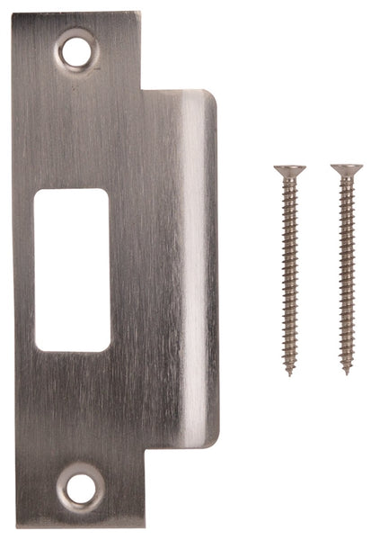 Prosource HSH-006BN-PS Door Strike Plate, 4-7/8 in L, 2 in W, Steel, Brushed Nickel