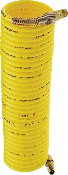Amflo 4-50E-RET Air Hose, 1/4 in OD, 50 ft L, MNPT, 200 psi Pressure, Nylon, Yellow