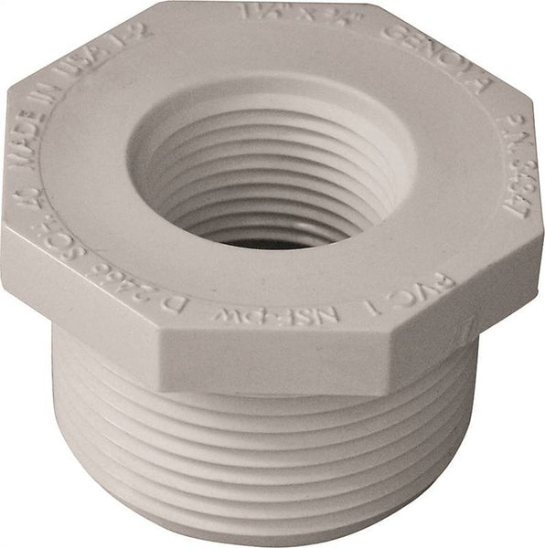 LASCO 439167BC Reducer Bushing, 1-1/4 x 3/4 in, MPT x FPT, PVC, SCH 40 Schedule