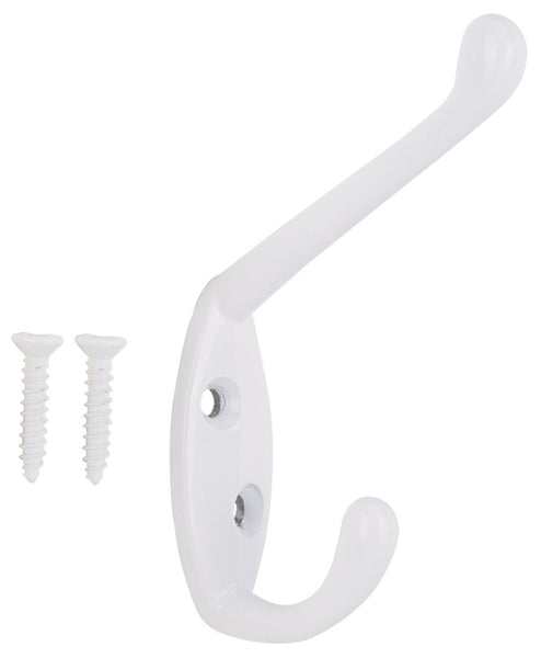 ProSource H6172168W-BC3L-PS Coat and Hat Hook, 22 lb, 2-Hook, 1-1/64 in Opening, Zinc