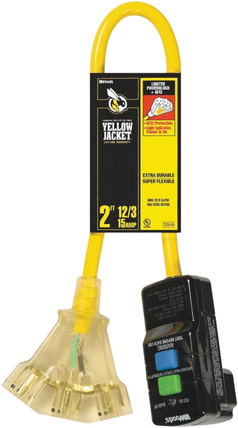 CCI 2814 Power Block, 2 ft Cable, Female, Male, 15 A, 125 V, Yellow