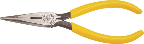 KLEIN TOOLS D203-6 Nose Plier, 6-5/8 in OAL, 2 in Jaw Opening, Yellow Handle, Dipped Handle, 11/16 in W Jaw
