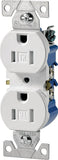 Eaton Wiring Devices TR270W Duplex Receptacle, 2 -Pole, 15 A, 125 V, Push, Side Wiring, NEMA: 5-15R, White