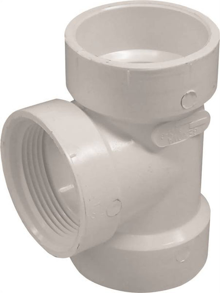 IPEX 192116S Cleanout Pipe Tee, 3 in, Hub x FNPT, PVC, White, SCH 40 Schedule